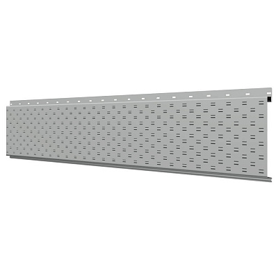 Софит, линеарная потолочно-стеновая панель с ПЕРФОРАЦИЕЙ для вентиляции RAL9006 Серебро