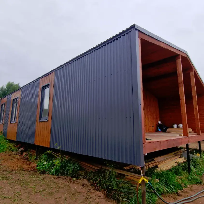 Фото 2 металлосайдинг Евро-Брус под брус Кедр Темный 3D SteelArt