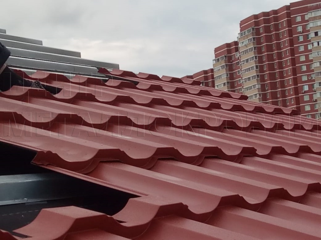 Металлочерепица Геркулес 8004 терракотовый Стальной Бархат от Центра Металлокровли в Чайковском