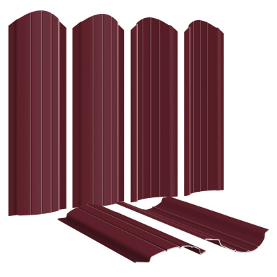 Штакетник Полукруглый RAL 3005-3005 Красное Вино для забора двусторонний