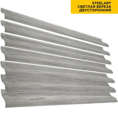Ламель забора Еврожалюзи Светлая Береза SteelART металлическая двусторонняя