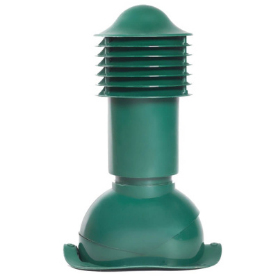 Труба вентиляционная VIOTTO d110мм h550мм для металлочерепицы RAL6005 зеленый мох утепленная вид сбоку