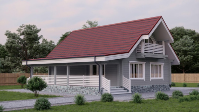 Черепица Ондулин цвет красный на крыше дома фото 1