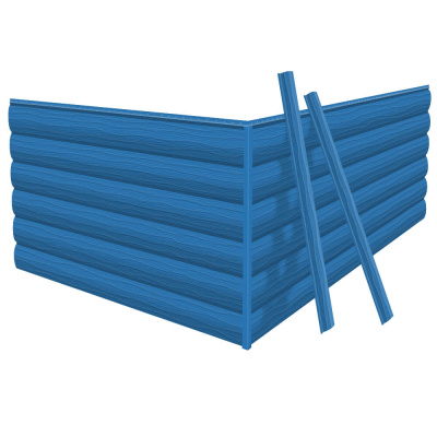 Фото сайдинга металлического (металлосайдинга) царьсайдинга Бревно Рубленое 4Д RAL5015 Небесно-голубой для фасада дома