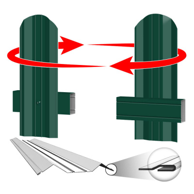 Штакетник ЭКО М-образный 95мм RAL6005-6005 Зеленый Мох 2-х сторонний